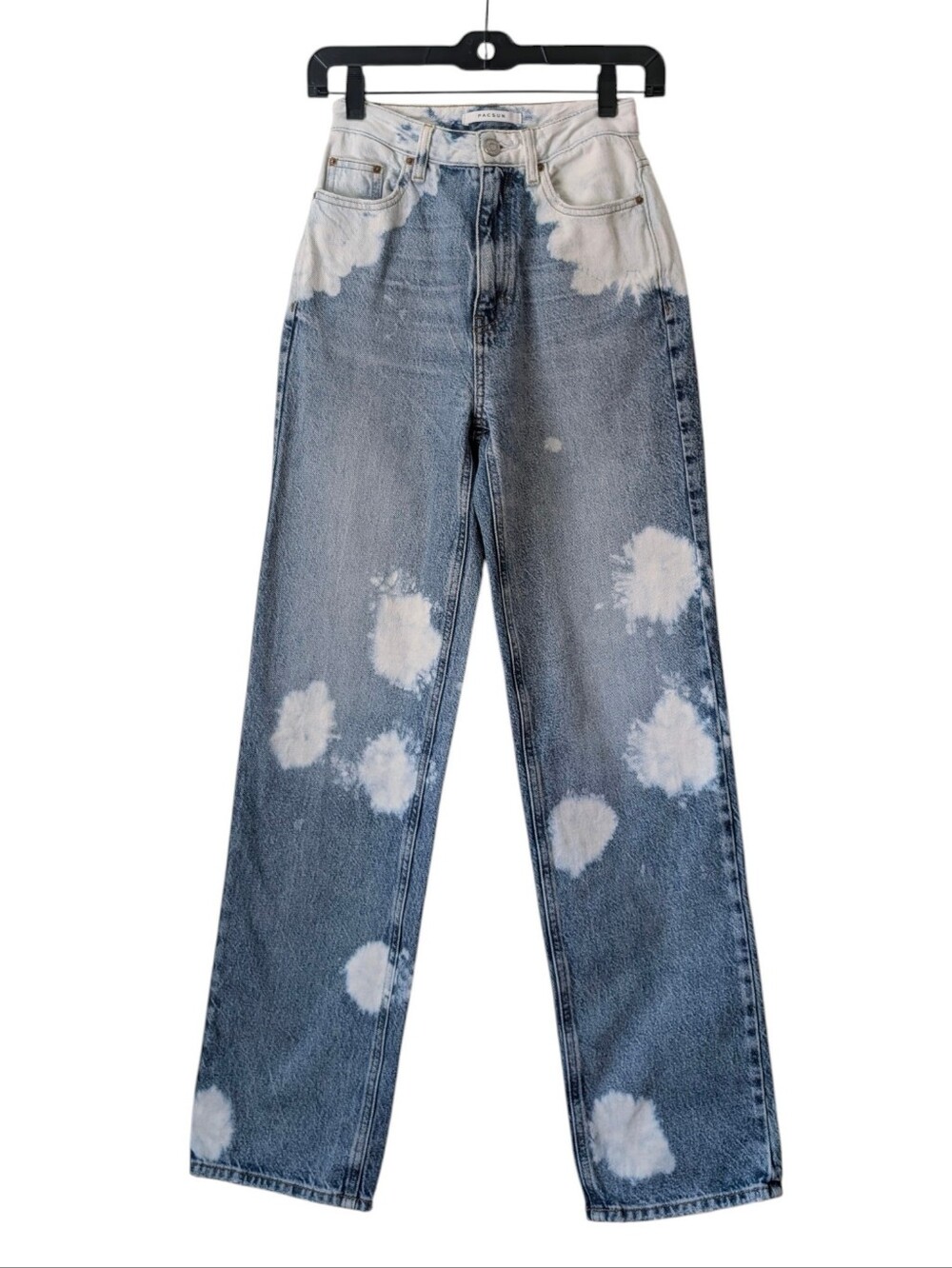PacSun 90's Boyfriend Tie Dye Bleached Blue and White High Rise Jeans 24 XS